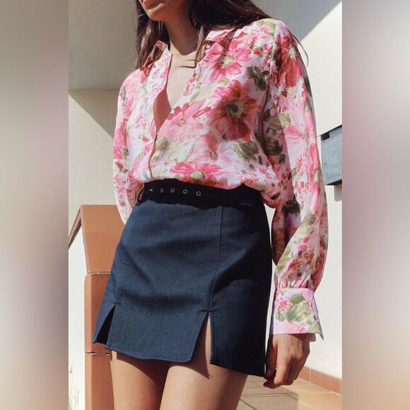 ZARA FLORAL PRINT BLOUSE - Picture 1 of 5